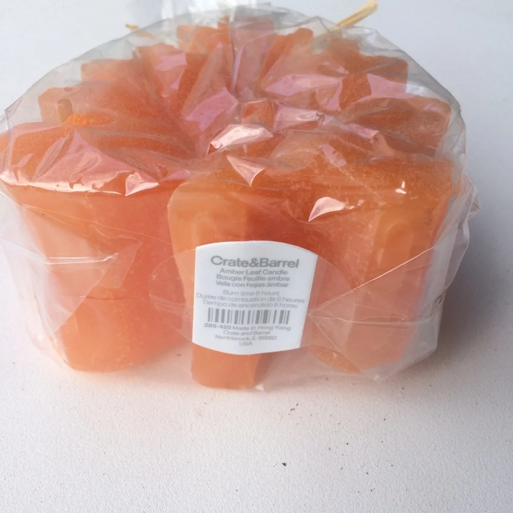 Crate&Barrel Leaf Candles Set of Two 6 hour burn